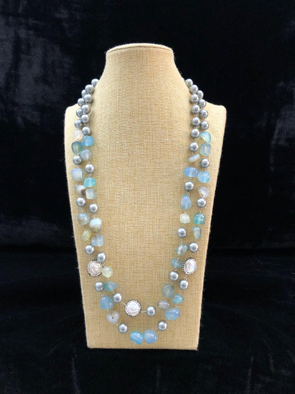 Cyan Blue Fancy Gemstone Necklace