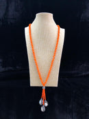 Garish Orange Beaded Gemstone Necklace