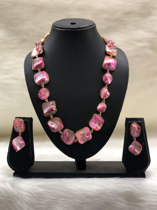 Preamble Pink Gemstone Necklace Set
