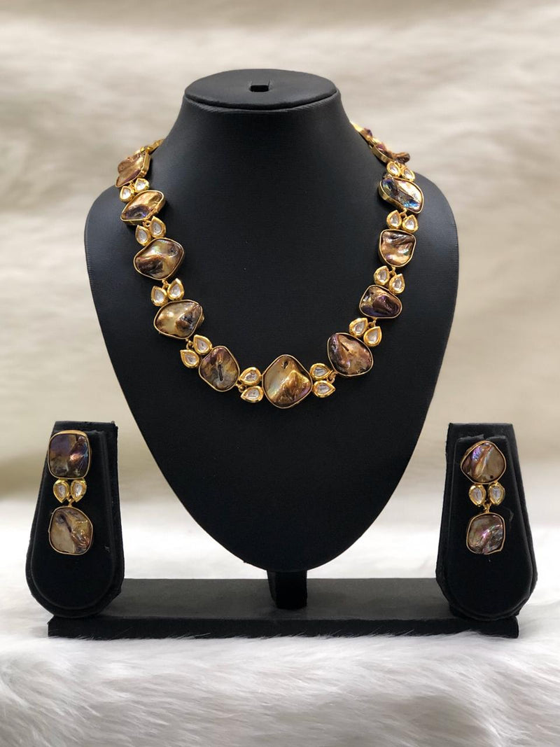 Preamble Brown Kundan Gemstone Necklace Set