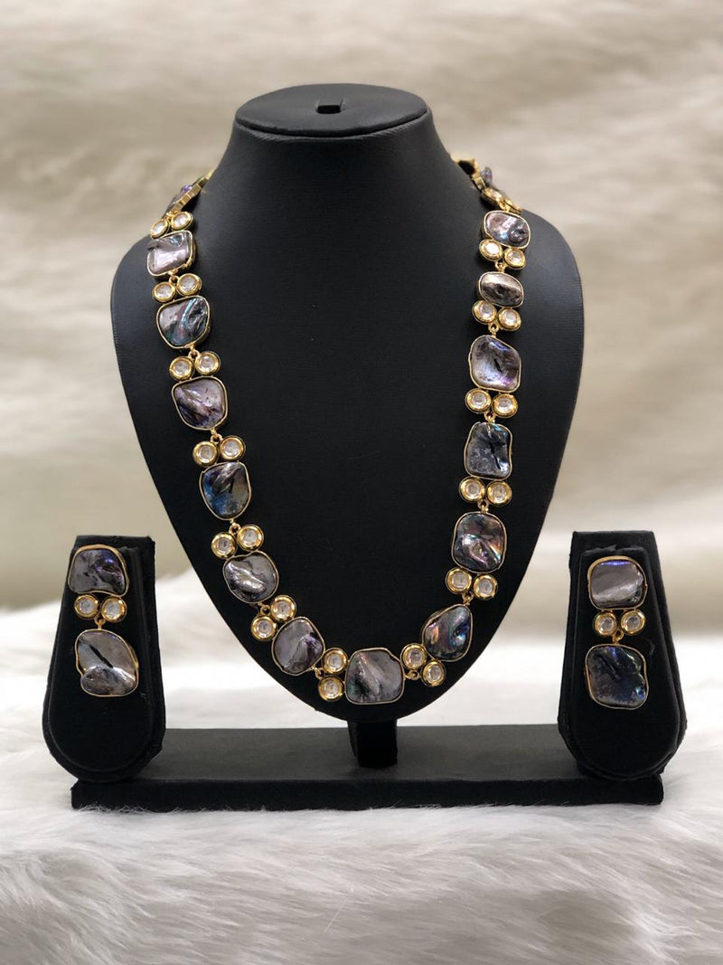 Preamble Light Violet Kundan Gemstone Necklace Set