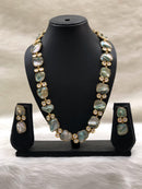 Preamble Teal Blue Kundan Gemstone Necklace Set