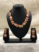 Preamble Shades of Pink Kundan Gemstone Necklace Set