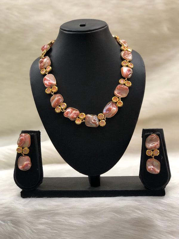 Preamble Shades of Pink Kundan Gemstone Necklace Set