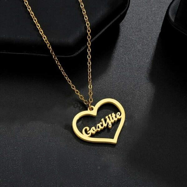 Personalized Elegant Single Name Heart Pendant Necklace