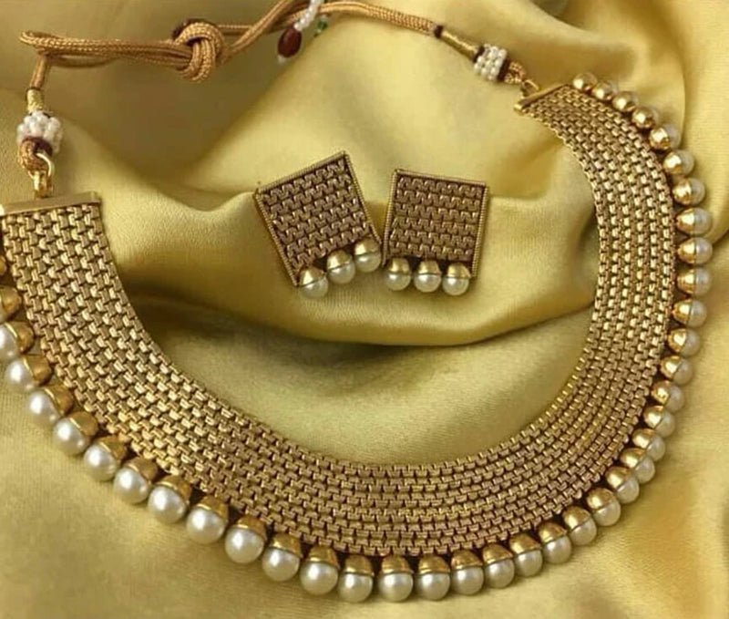 Shinning Gold Plated Pearl Ram Necklace Set