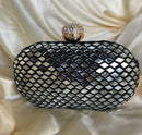 Heavy Embroidered Oval Clutch