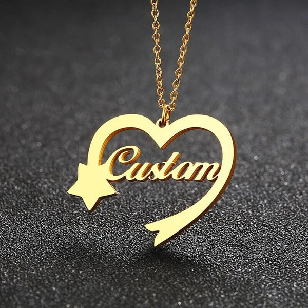 Stunning Heart With Star Pendant Necklace