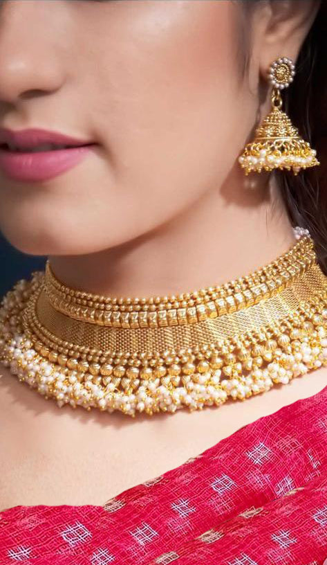 Designer Gold Plated Pearl Necklace-set