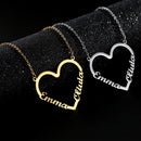 Personalized Dual Name Heart Pendant Necklace