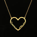 Personalized Dual Name Heart Pendant Necklace